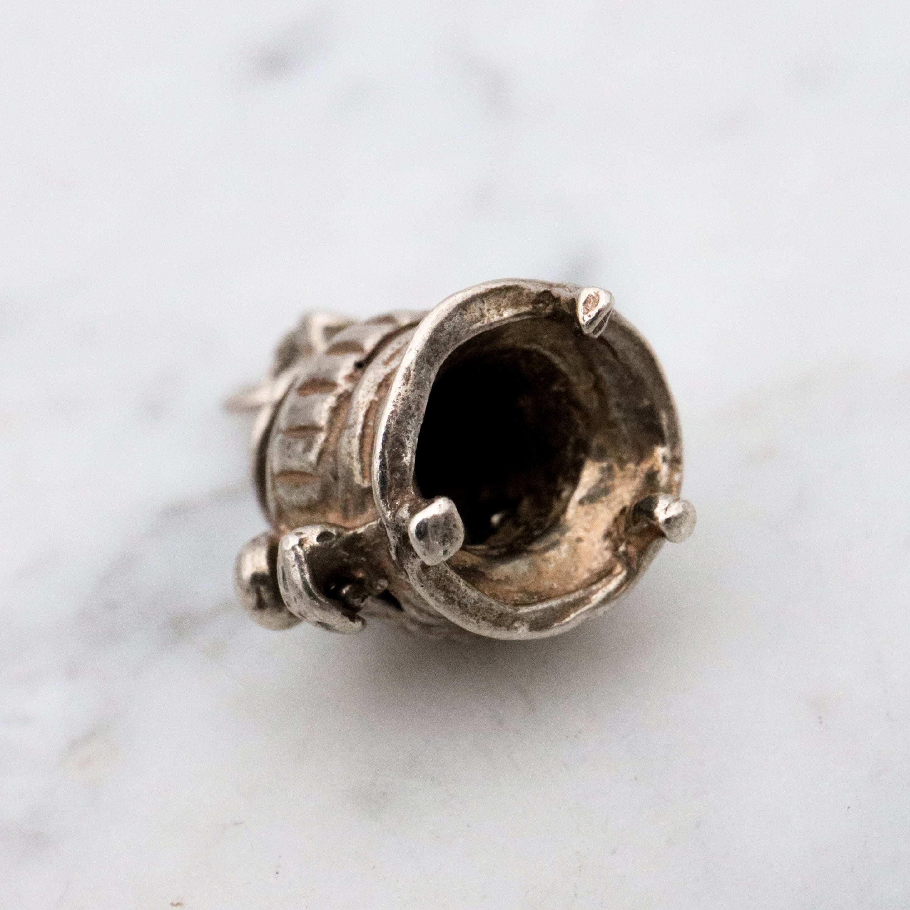 Vintage sterling opening wood stove charm pendant